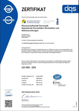 Wir sind nach der Qualitätsnorm DIN EN ISO 9001:2015 zertifiziert.